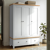 Farrow White Triple Wardrobe with Storage Drawers from Roseland Furniture