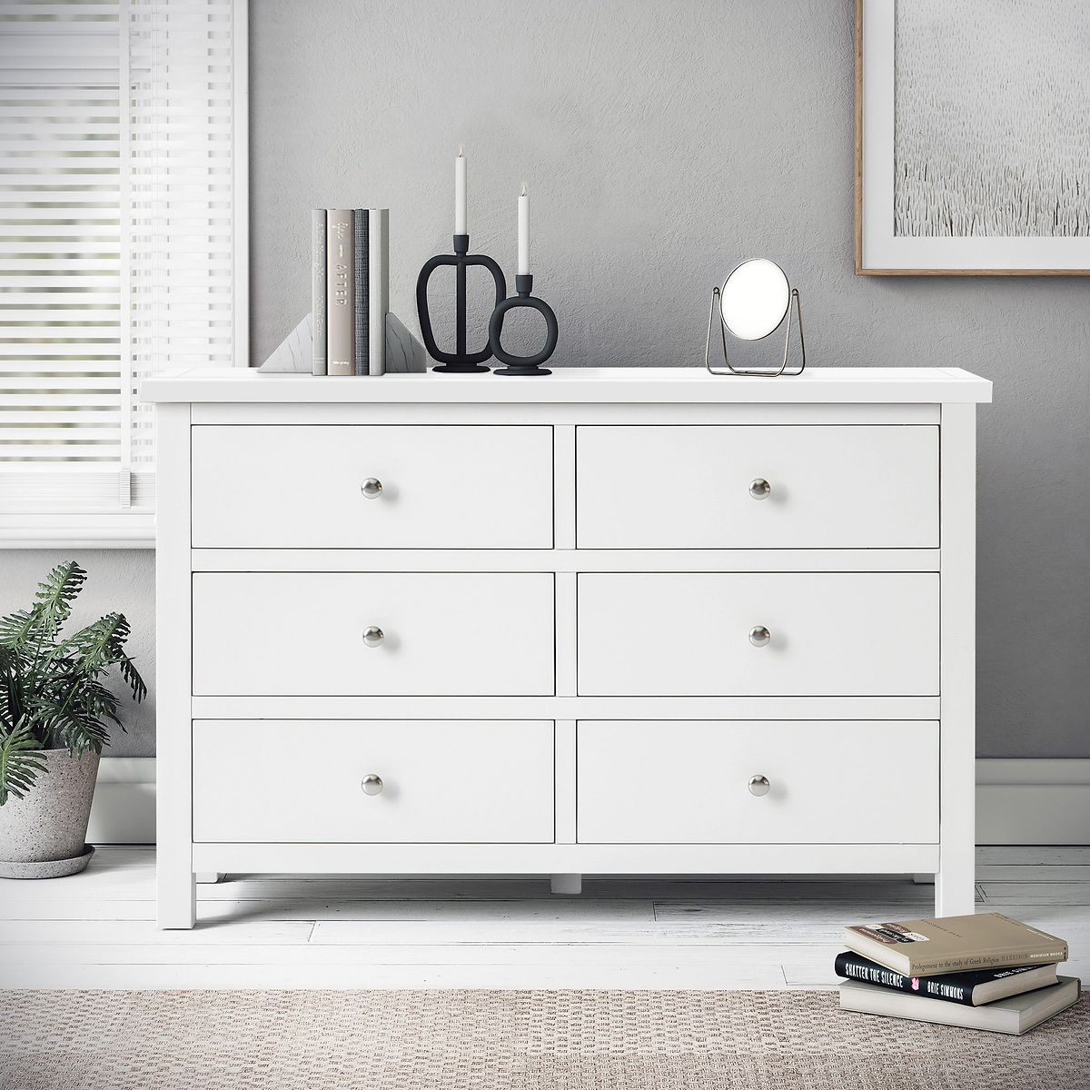 Cornish White 6 Drawer Chest from Roseland Furniture