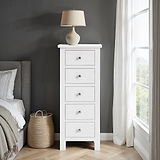 Cornish White 5 Drawer Tallboy Chest from Roseland Furniture