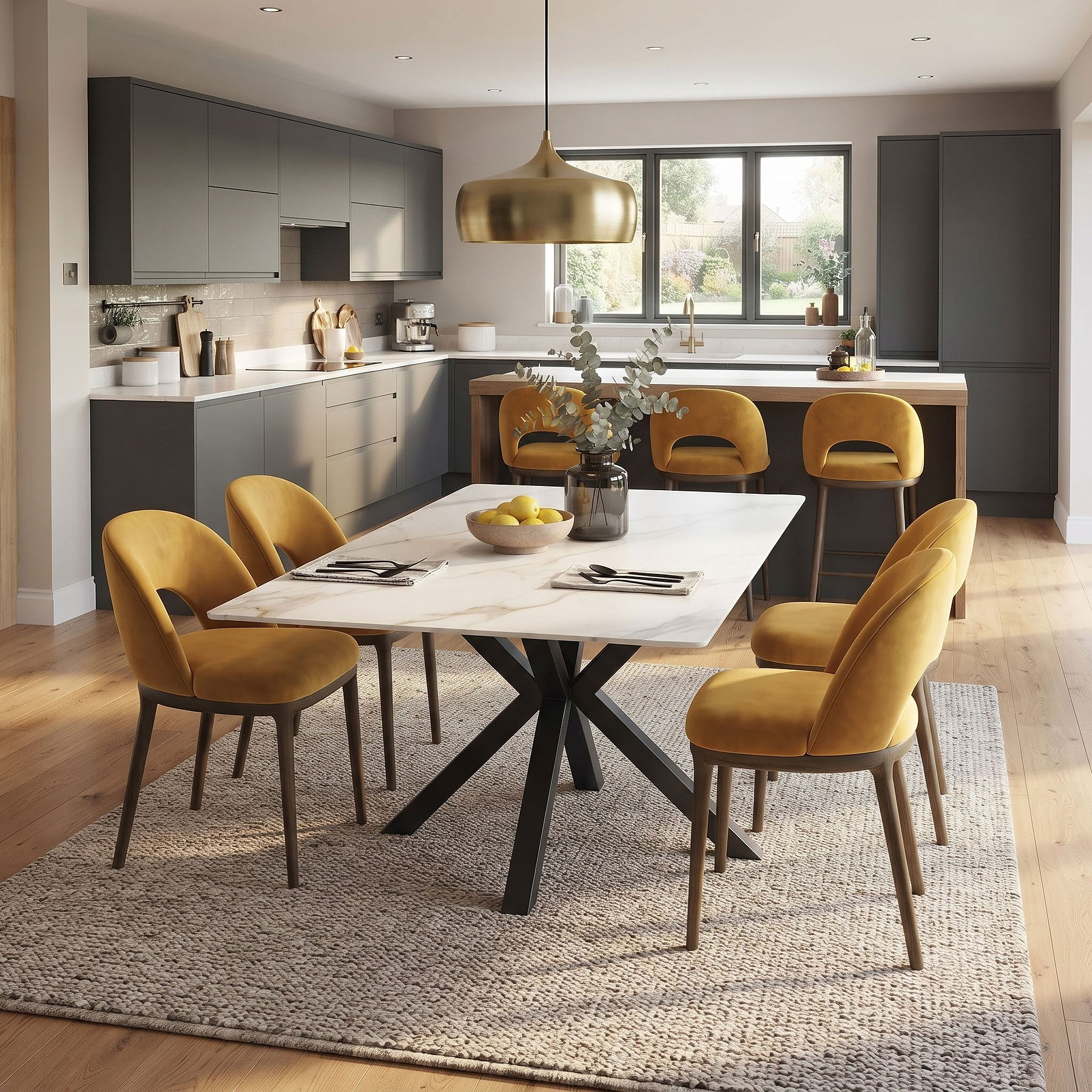 Lena-180cm-Kass-Gold-Sintered-Stone-Dining-Table from Roseland Furniture