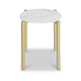 Dalston White & Gold Ceramic Marble Side Table
