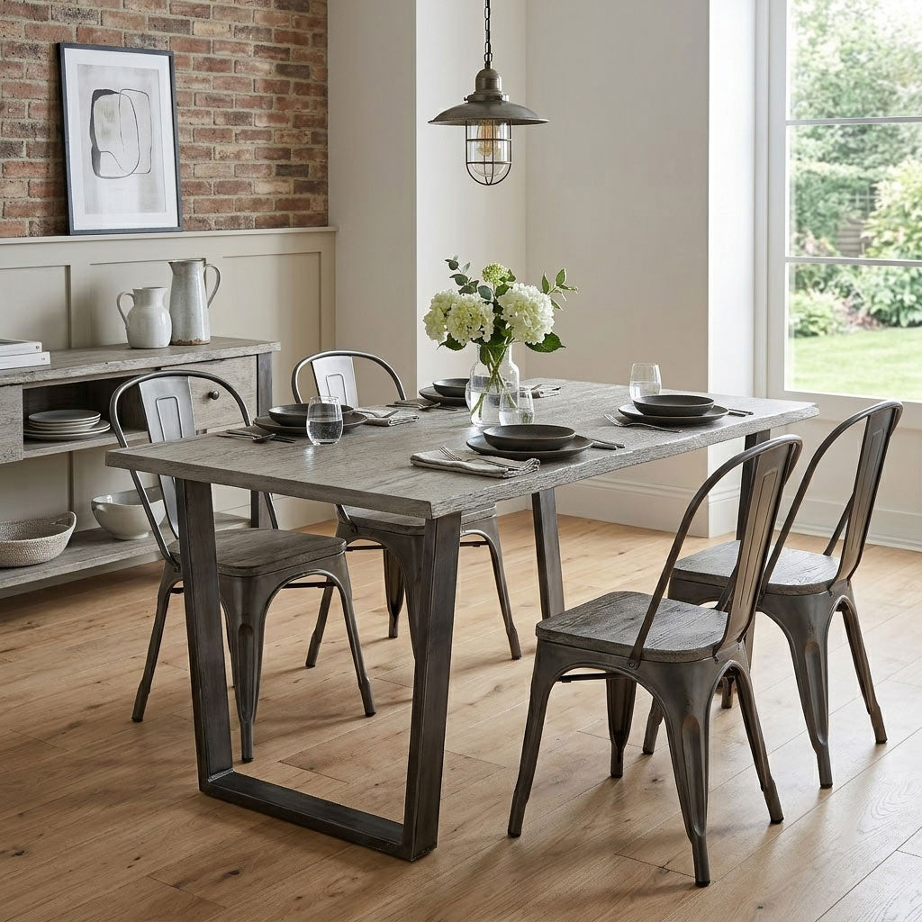 The Soho Grey Industrial Dining Table 140cm from Roseland Furniture
