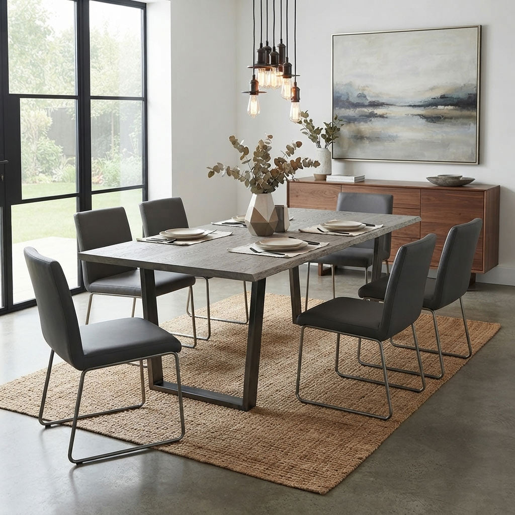 The Soho Large Industrial Grey Dining Table 200cm from Roseland Furniture