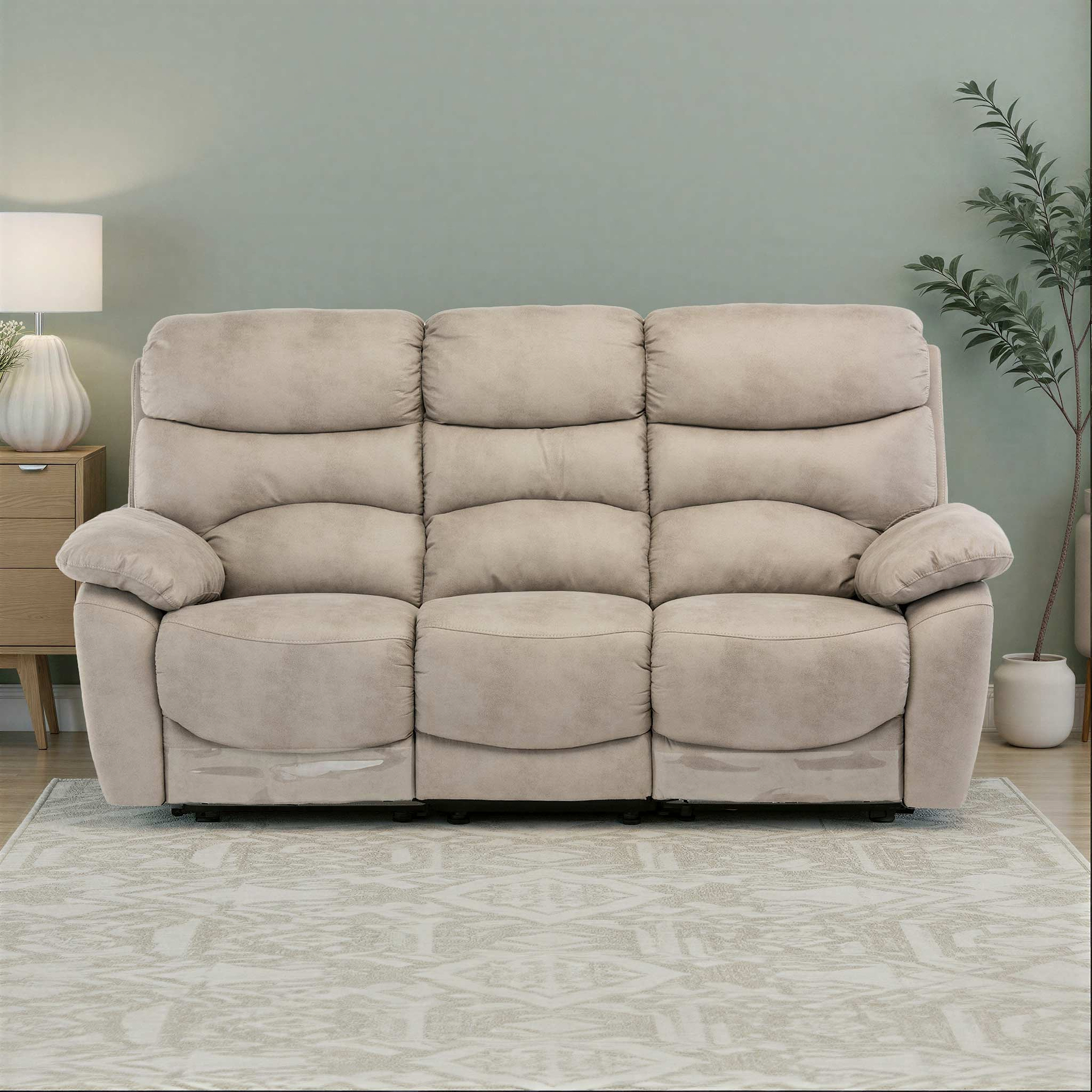 Fraser Natural Fabric Electric Reclining 3 Seater Sofa from Roseland Furniture