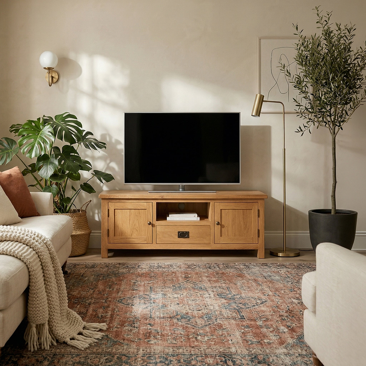 Surrey Oak 140cm Wide TV Stand from Roseland Furniture