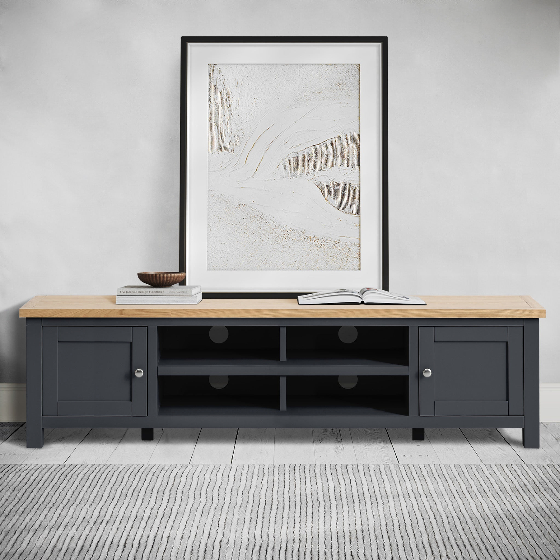 Farrow Charcoal 180cm Extra Wide TV Stand from Roseland furniture