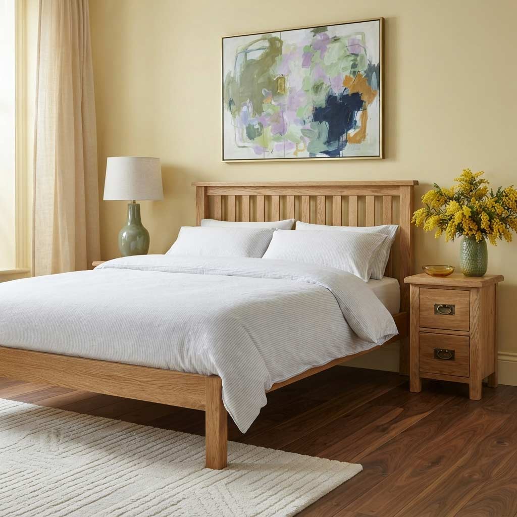 Lanner Oak Low Foot End Bed Frame Double from Roseland Furniture