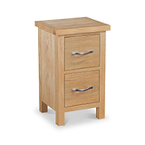 Newlyn Oak 2 Drawer Slim Bedside Table from Roseland Furniture
