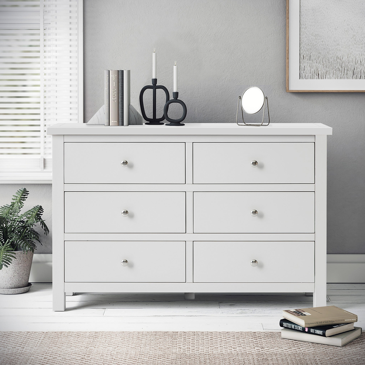 Cornish Dove Grey 6 Drawer Chest from Roseland Furniture