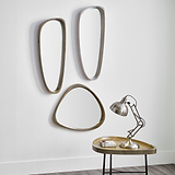 Natural Wood Veneer Teardrop Shaped Mirror