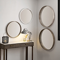 Natural Wood Veneer Round Wall Mirror