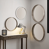 Natural Wood Veneer Round Wall Mirror
