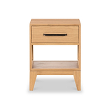 Sunburst Oak 1 Drawer Open Shelf Bedside Table from Roseland Furniture