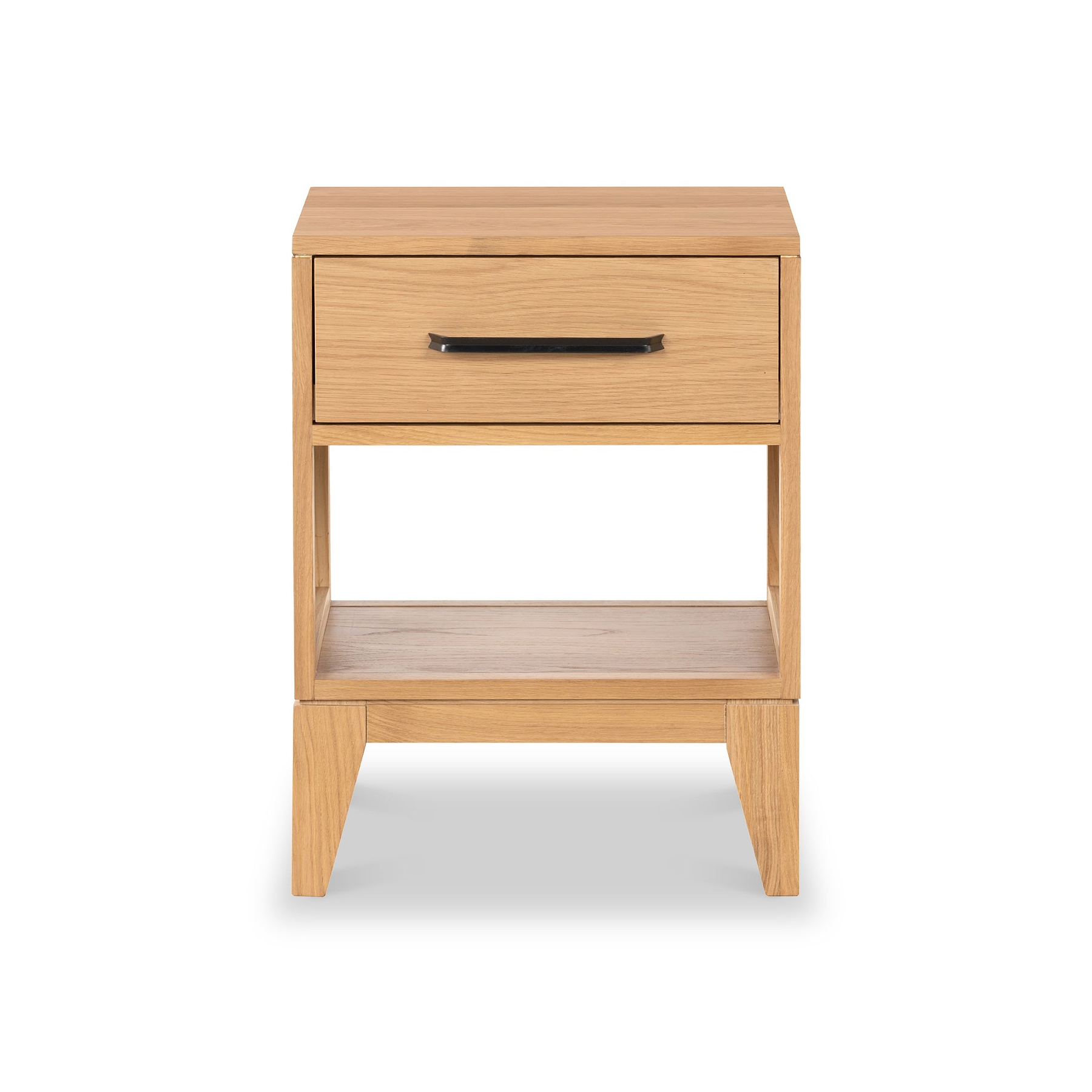 Sunburst Oak 1 Drawer Open Shelf Bedside Table from Roseland Furniture