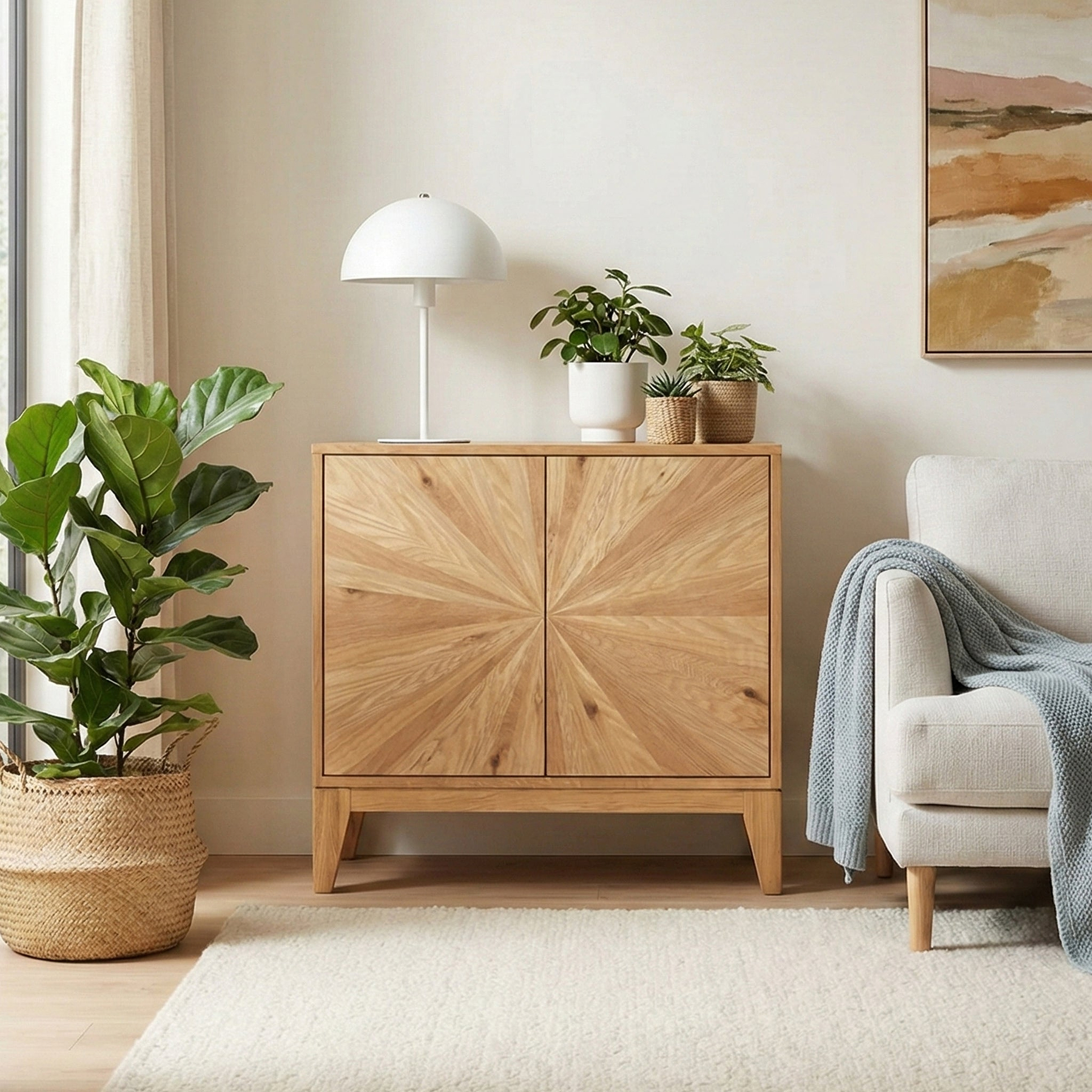 Sunburst Oak 2 Door Sideboard from Roseland Furniture