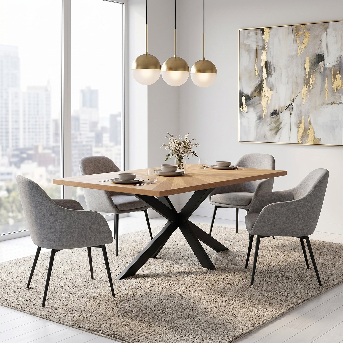 Sunburst Oak 150cm Rectangular Dining Table from Roseland Furniture