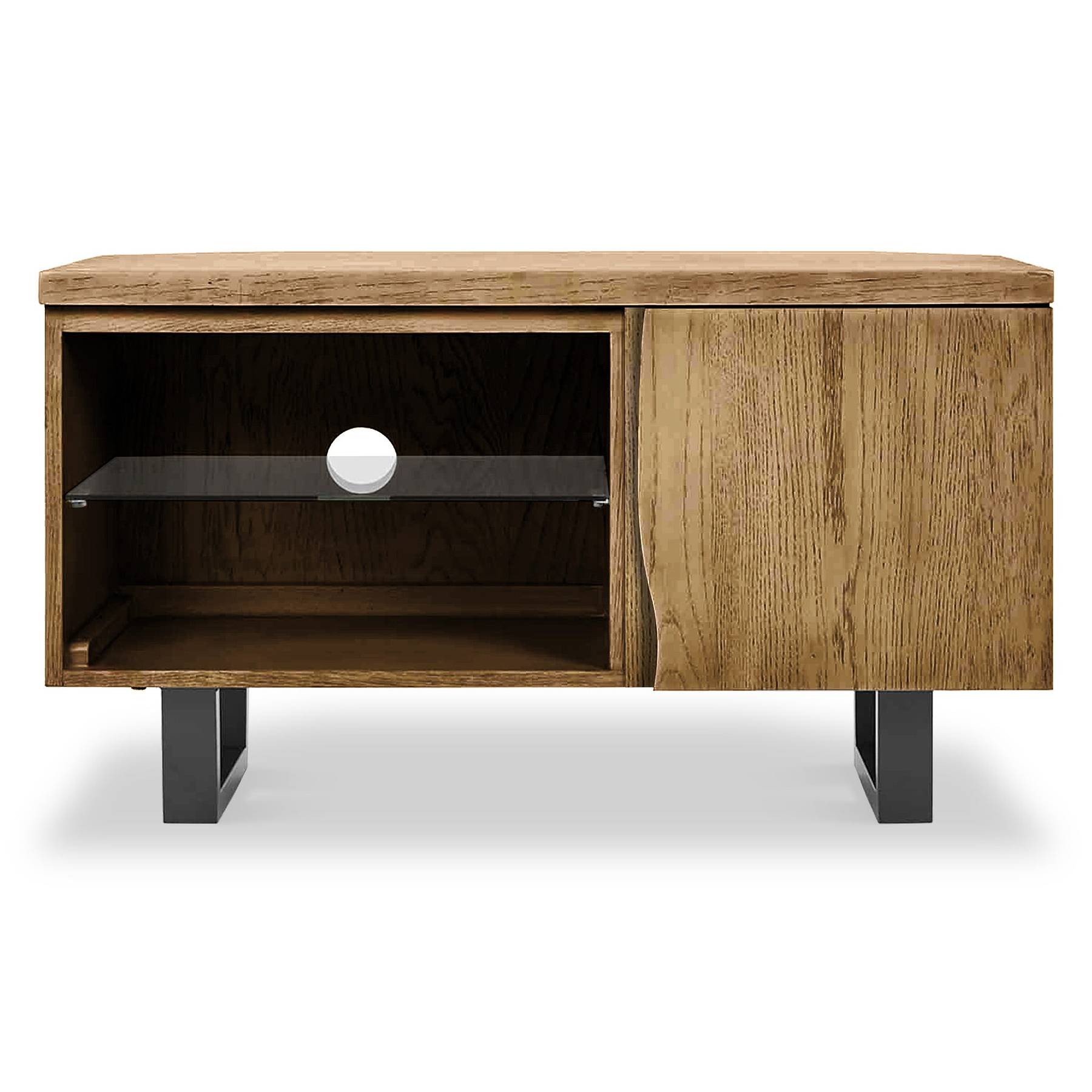 Isaac Oak 90cm Corner TV Stand from Roseland Furniture