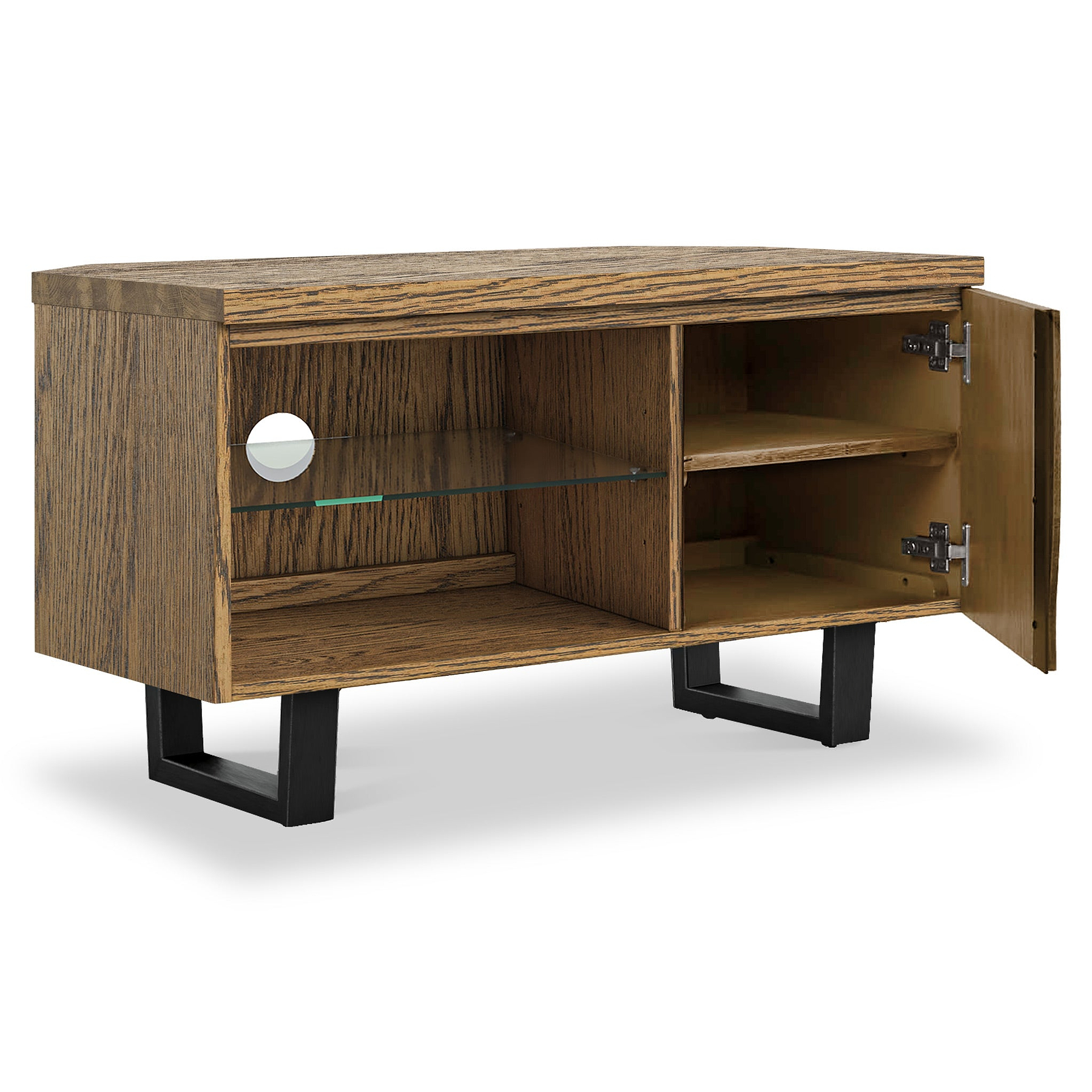 Isaac Oak 90cm Corner TV Stand from Roseland Furniture