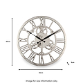Shiny Nickel Cog Design Round Wall Clock Small from Roseland Furniture