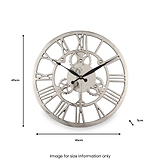 Shiny Nickel Cog Design Round Wall Clock Small from Roseland Furniture