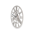 Shiny Nickel Cog Design Round Wall Clock Small from Roseland Furniture