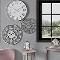 Shiny Nickel Cog Design Round Wall Clock Small from Roseland Furniture