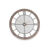 Natural Wood & Metal Round Wall Clock from Roseland Furniture