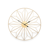 Antique Gold Metal Geo Design Round Wall Clock from Roseland Furniture