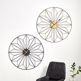 Antique Gold Metal Geo Design Round Wall Clock