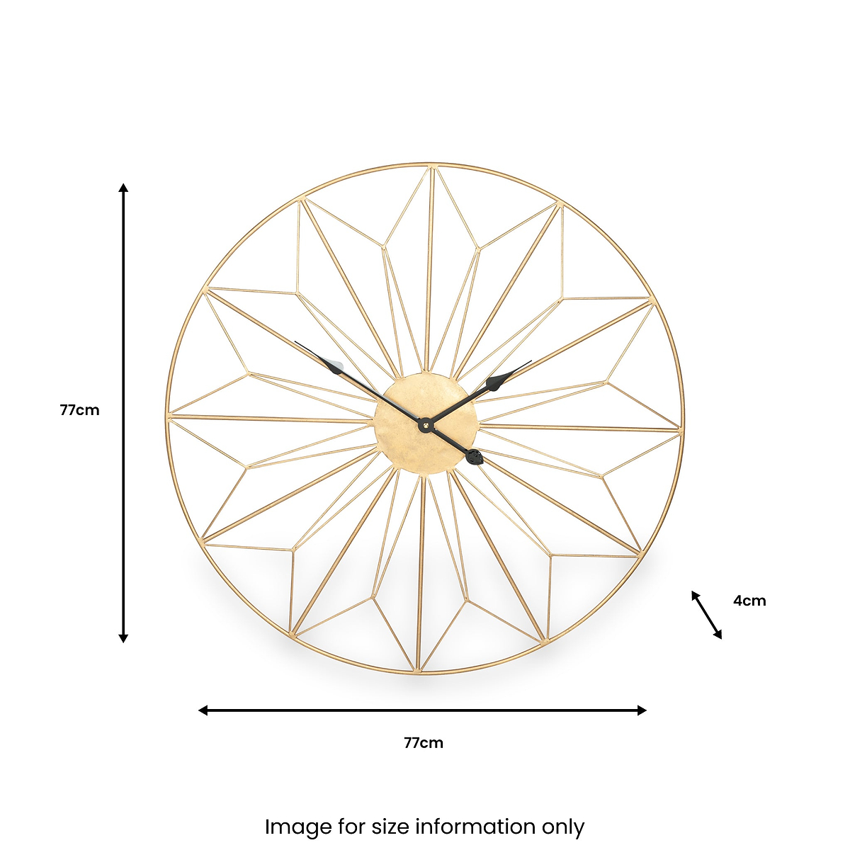 Antique Gold Metal Geo Design Round Wall Clock from Roseland Furniture