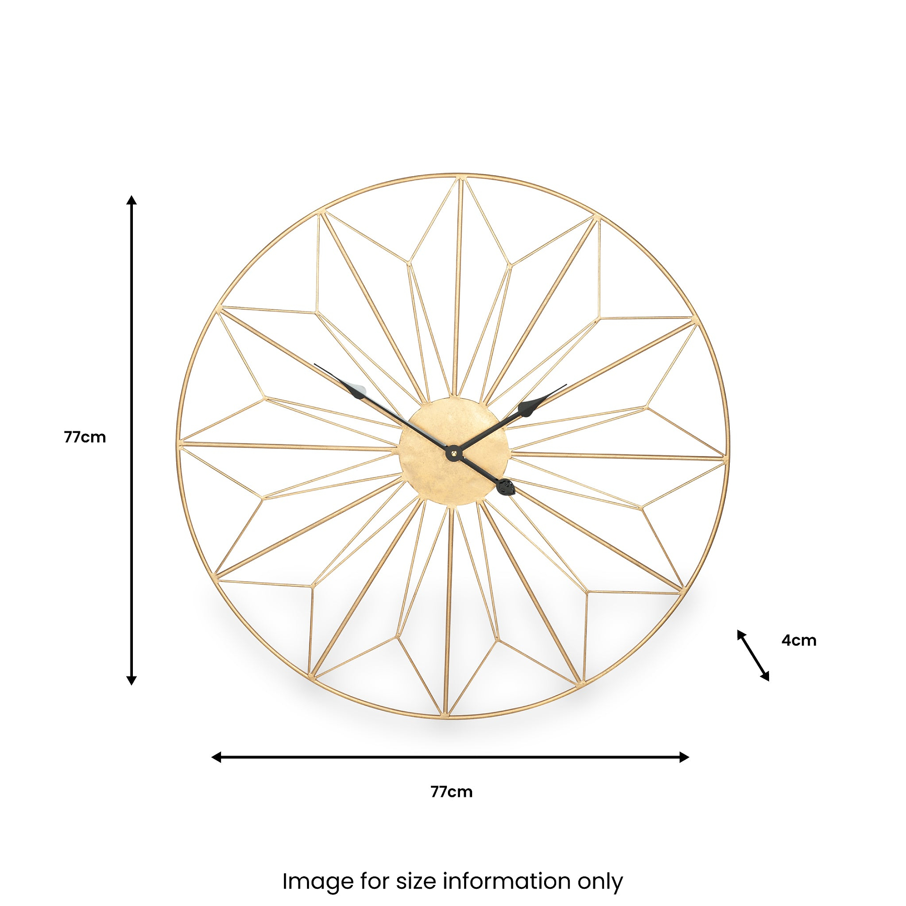 Antique Gold Metal Geo Design Round Wall Clock from Roseland Furniture