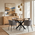 Sunburst Oak Round Dining Table by Roseland Furniture