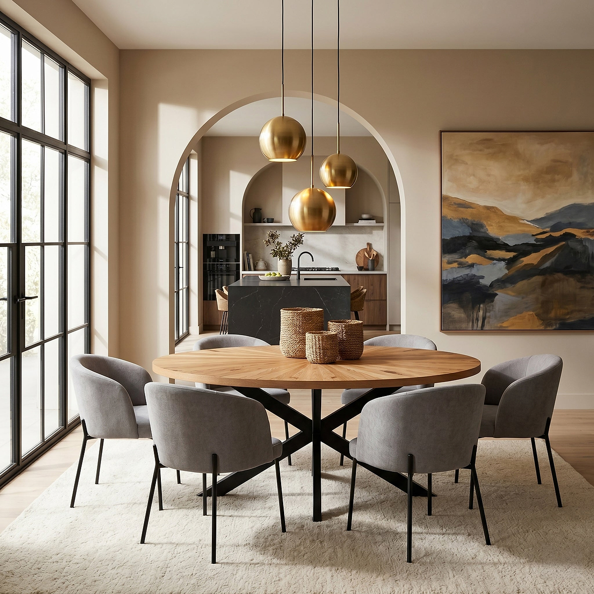 Sunburst Oak 180cm Ellipse Dining Table from Roseland Furniture