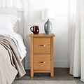 London Oak Slim Bedside Table for contemporary bedroom from Roseland Furniture