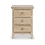 Celine Oak 3 Drawer Bedside Table