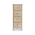 Celine Oak 4 Drawer Tallboy Chest
