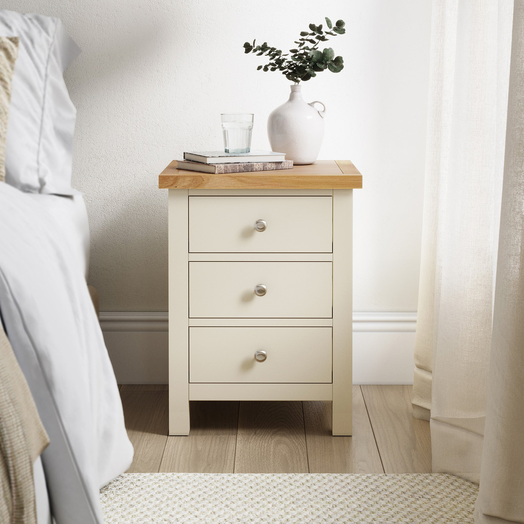 Farrow Cream XL Bedside Cabinet by Roseland Furniture - Lifestyle Shot