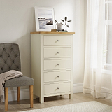 Farrow Cream XL 5 Drawer Tallboy Chest for bedroom