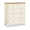 Farrow XL Cream 2 Over 3 Chest Of Drawers from Roseland Furniture - Angle View