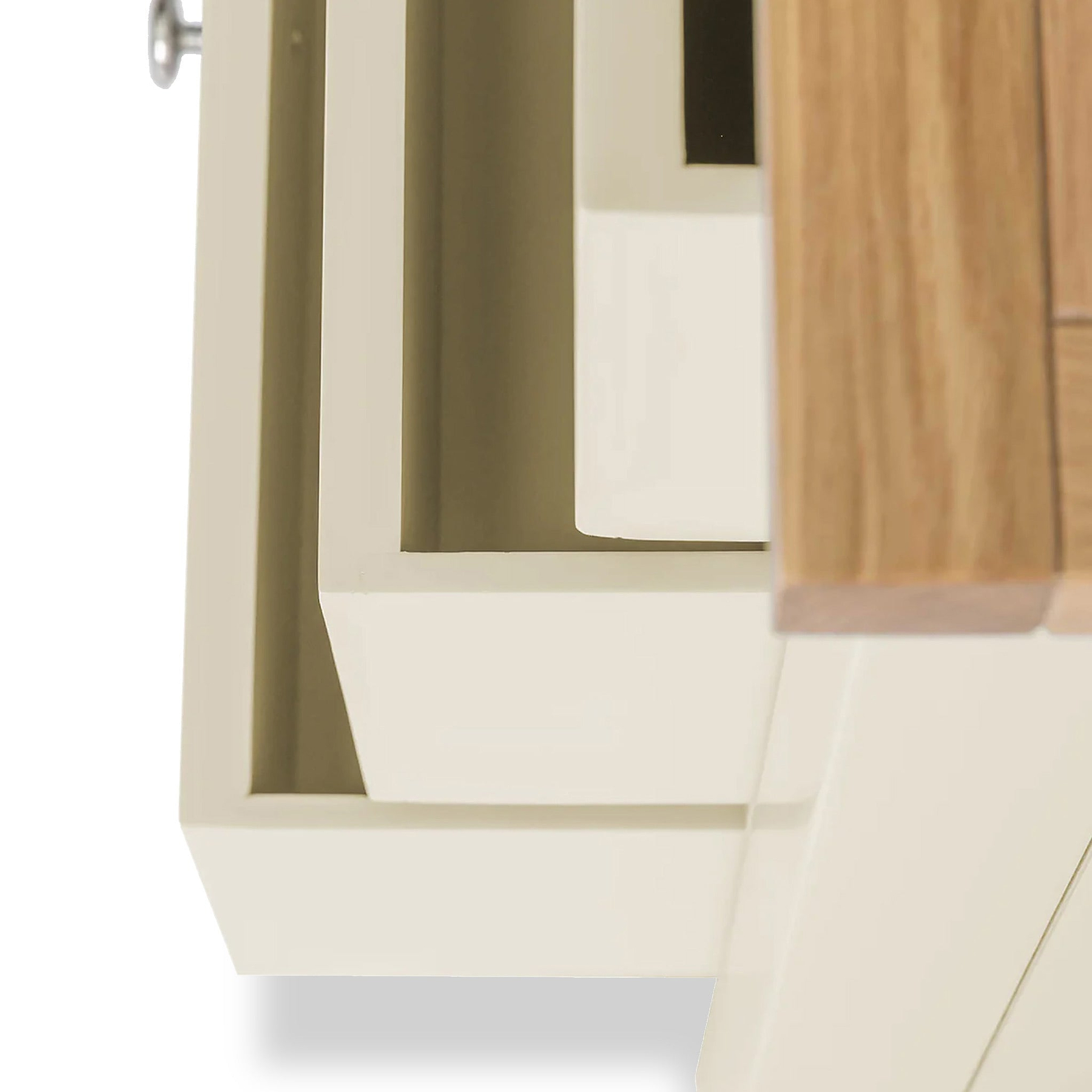 Farrow XL Cream 2 Over 3 Chest Of Drawers from Roseland Furniture - close up of drawers