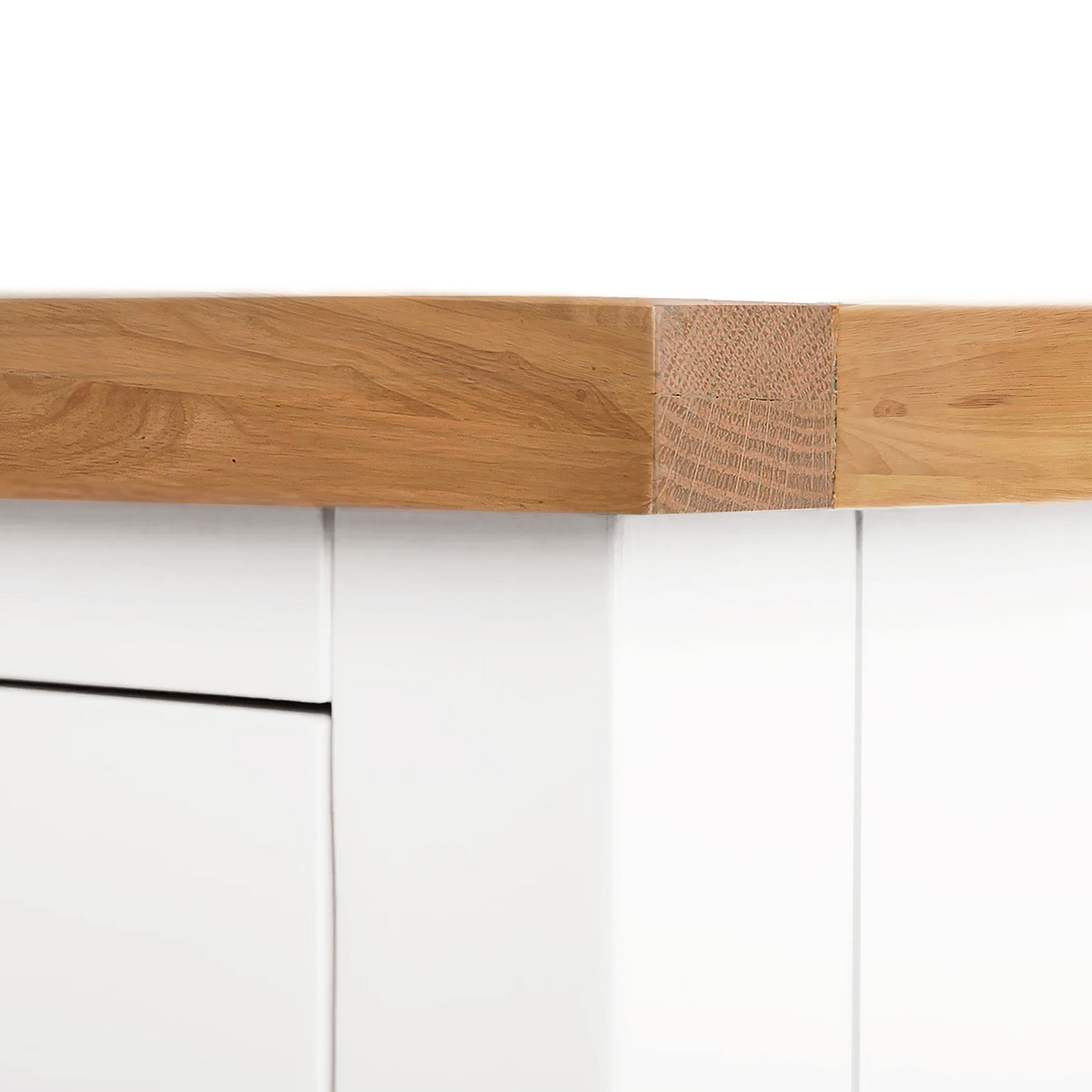 Farrow White XL Bedside Cabinet by Roseland Furniture - Close up of wooden top
