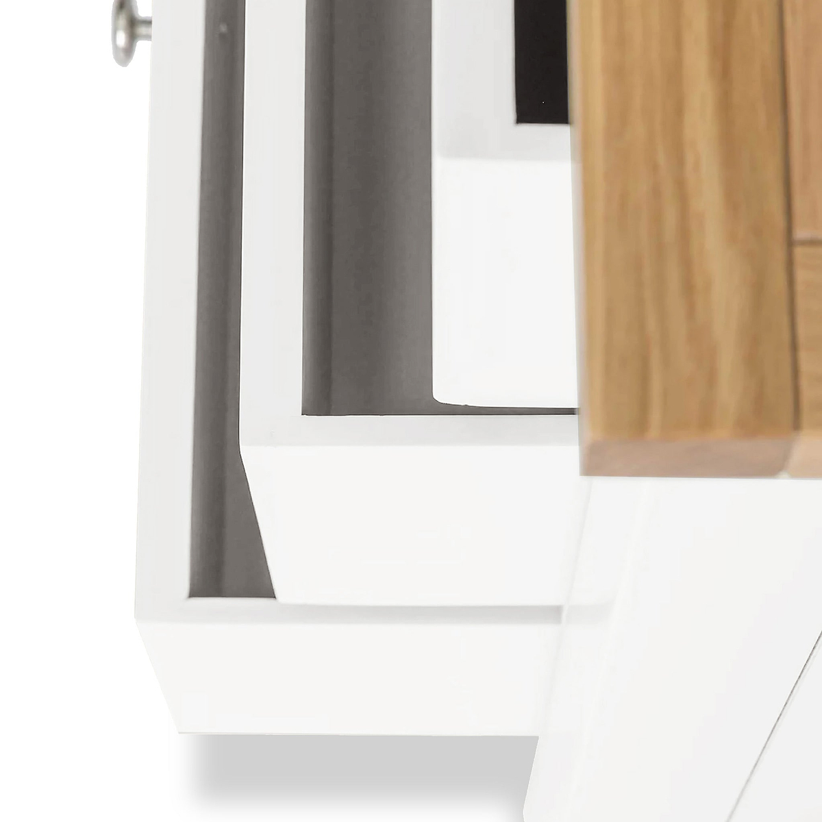 Farrow White XL Bedside Cabinet by Roseland Furniture - close up of open drawers