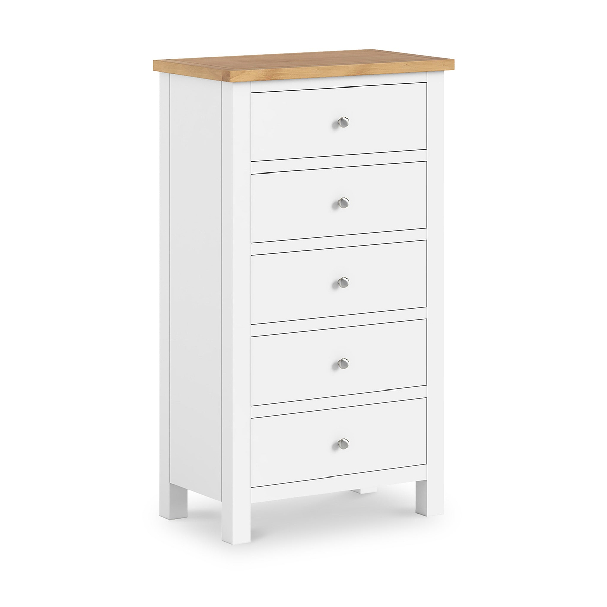 Farrow White XL 5 Drawer Tallboy Chest for bedroom