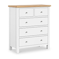 Farrow XL White 2 Over 3 Chest Of Drawers from Roseland Furniture - Angle View