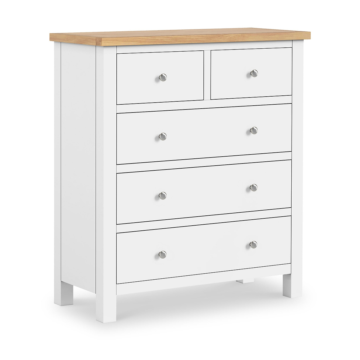 Farrow XL White 2 Over 3 Chest Of Drawers from Roseland Furniture - Angle View