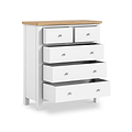 Farrow XL White 2 Over 3 Chest Of Drawers from Roseland Furniture - Drawers open