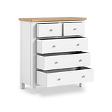 Farrow XL White 2 Over 3 Chest Of Drawers from Roseland Furniture - Drawers open