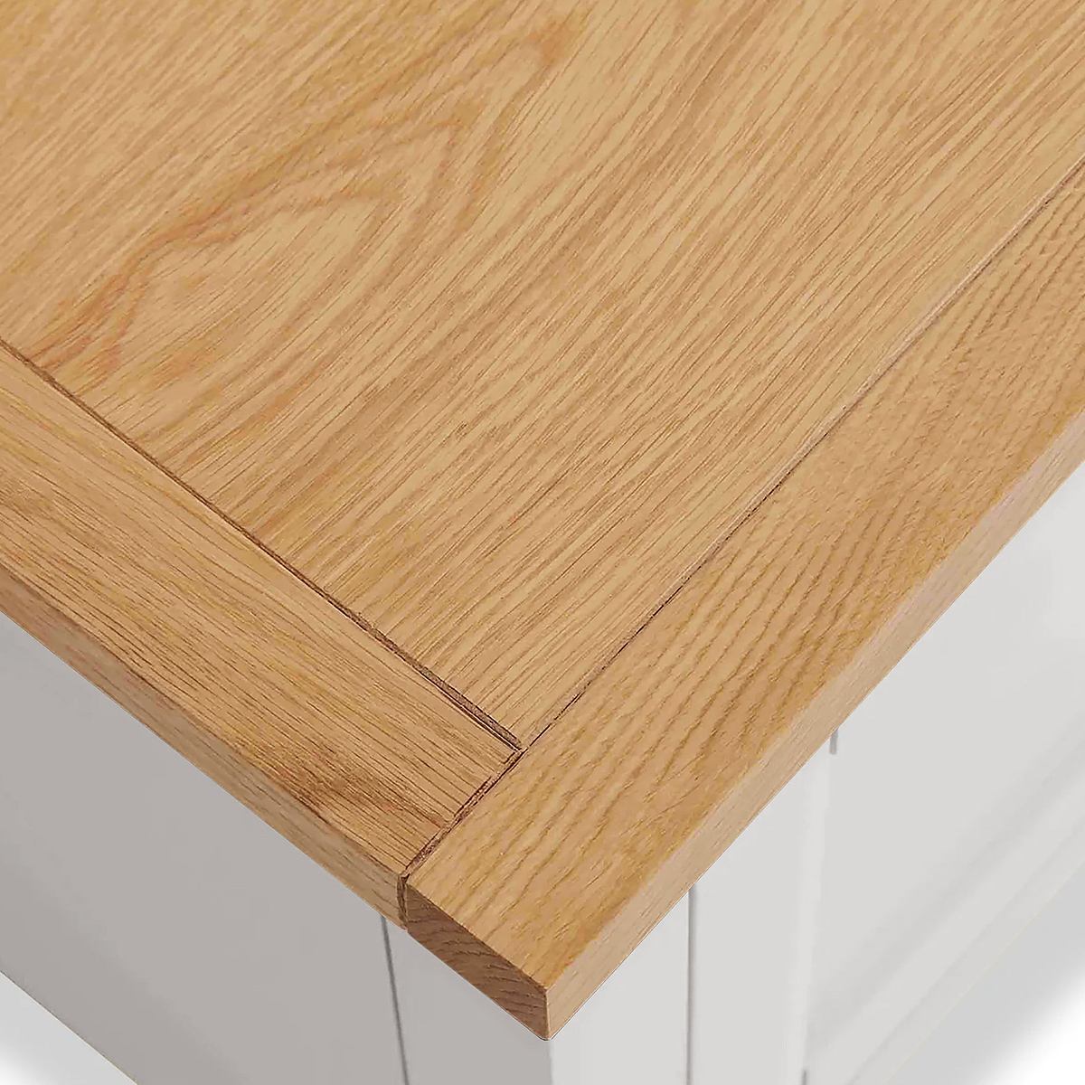 Farrow XL White 2 Over 3 Chest Of Drawers from Roseland Furniture - Close up of wooden top