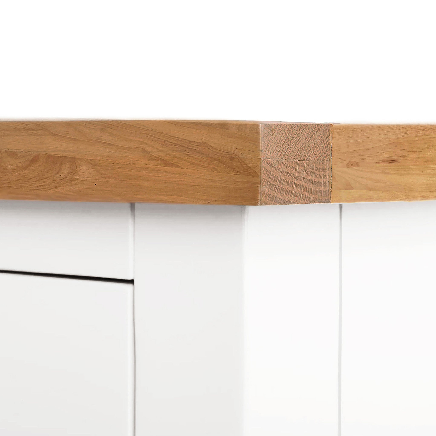 Farrow XL White 2 Over 3 Chest Of Drawers from Roseland Furniture - Close up of wooden top
