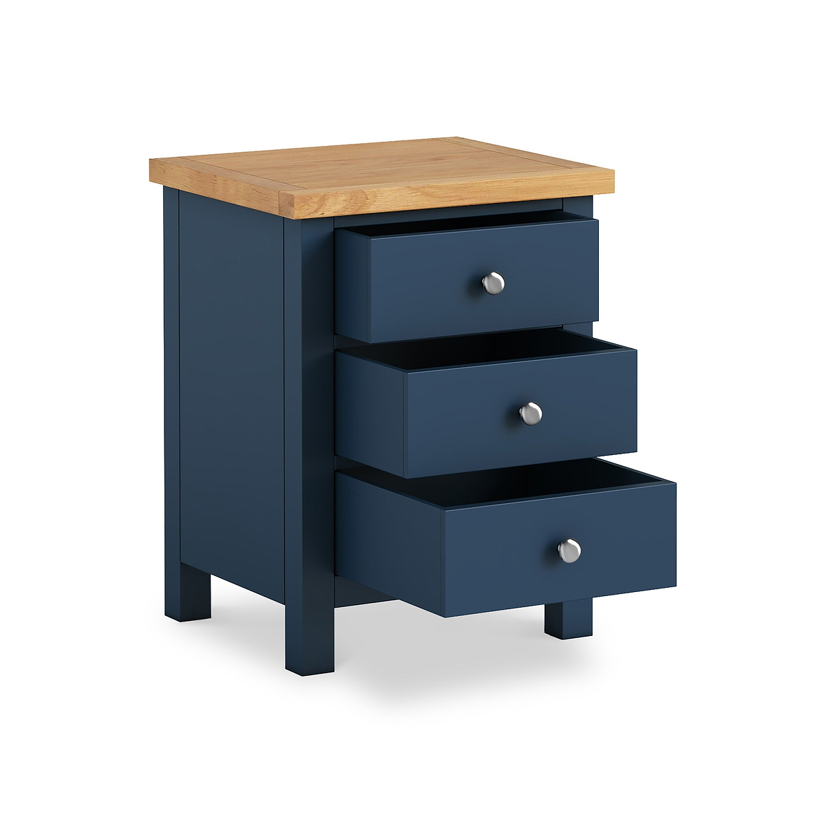 Farrow Navy XL Bedside Cabinet by Roseland Furniture - Drawers Open